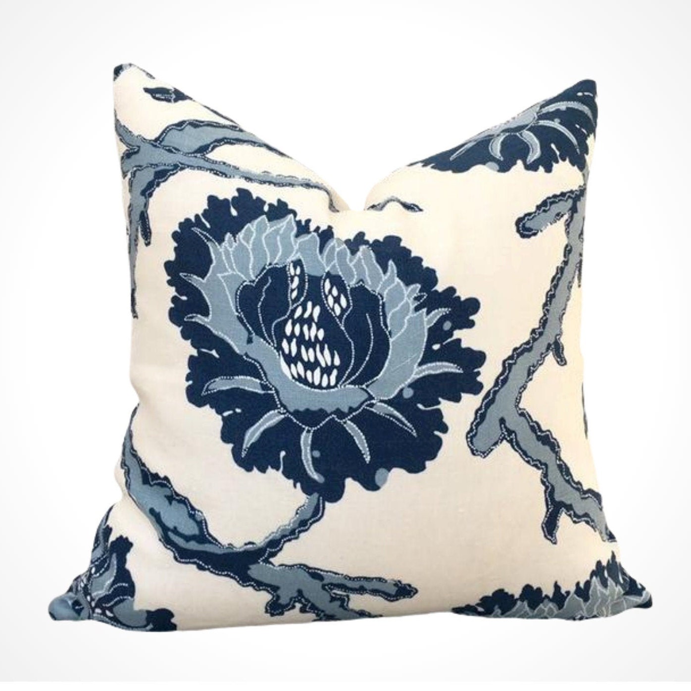 Blue and White Pillow Cover French General Blue Floral Throw Etsy