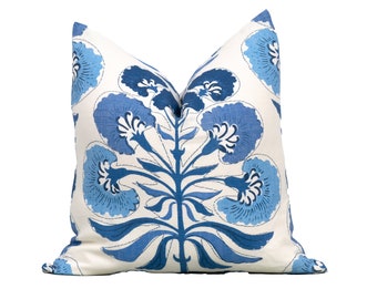 Thibaut Tybee Tree Blue & White Decorative Pillow Cover 18x18, 20x20, 22x22, Euro Shams, Lumbar size, Thibaut Pillow Covers, Designer Pillow