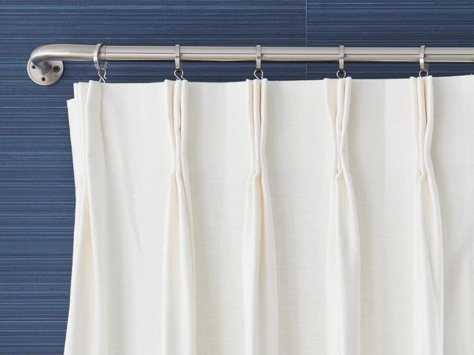White Linen Curtains French Pinched Pleat Curtains Side Etsy