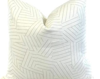 Schumacher Deconstructed Stripe in Greige Decorative Pillow Cover with welting, 18X8" 20X20", Euro Pillow, Lumbar Pillow, Made to Order.