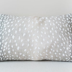 Gray Antelope Lumbar Pillow Cover, Rectangle Pillow Cover, Antelope Pillow Shams, Antelope Throw Pillow Accent, , Vern Yip Fawn Linen