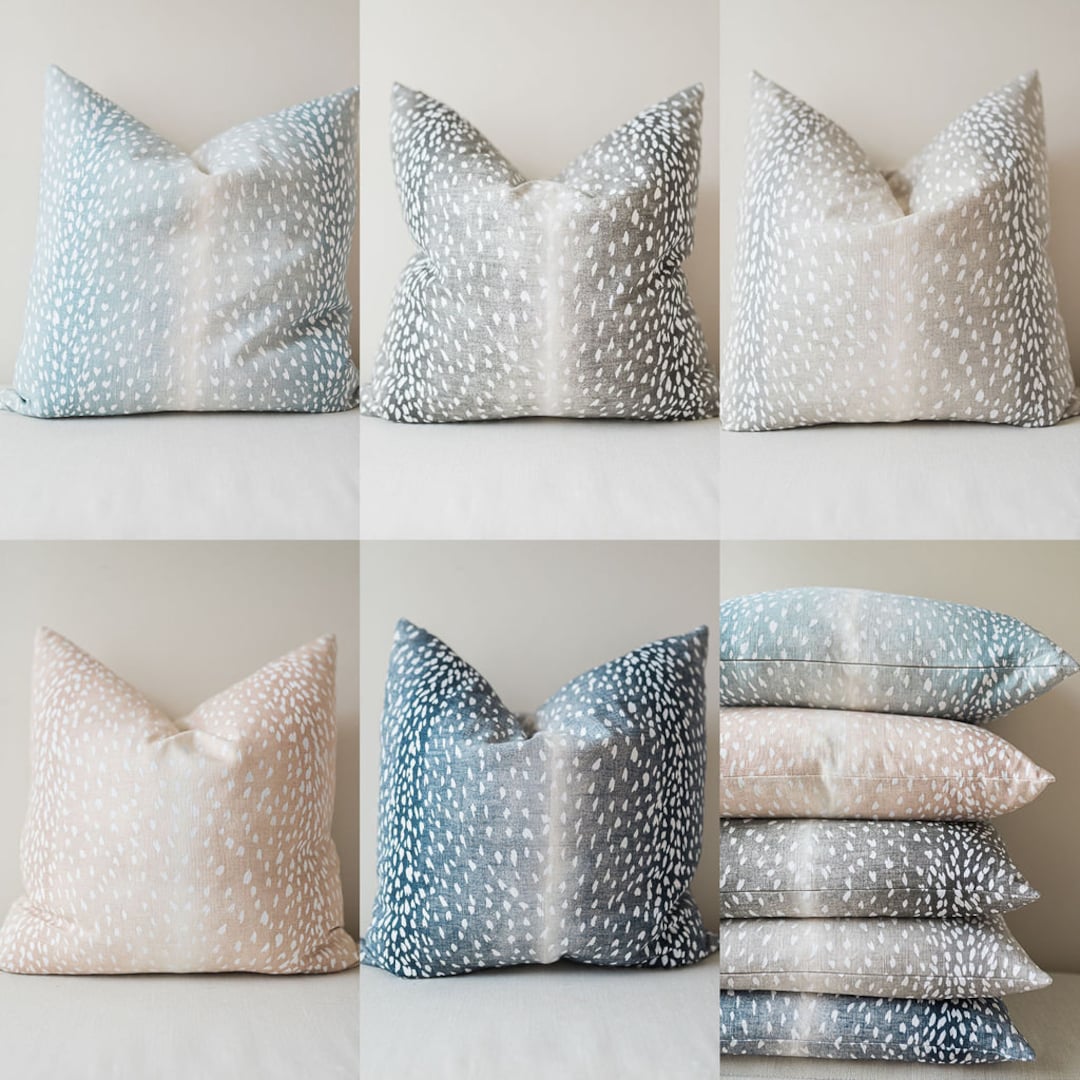 Antelope Pillow Covers Fawn Beige Navy Blue Aqua Spa Dove Bark Brown Charcoal Euro Sham Lumbar Pillow Vern Yip Fawn. double Sided Etsy