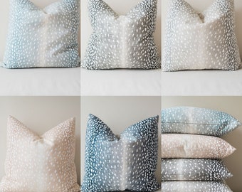 Antelope Pillow Covers, Fawn Beige, Navy Blue, Aqua Spa, Dove, Bark Brown, Charcoal, Euro Sham, Lumbar Pillow, Vern Yip Fawn. "Double Sided'
