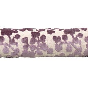 Blossom Cut Velvet Pillow Cover in "LAVENDER", Bolster Decorative Pillow, Lumbar Pillow Cover, Throw Pillow, Floral Fabric by VernYip