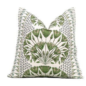 Anna French Cairo Green and White Decorative Pillow Cover 18x18, 20x20, 22x22, Euro Shams, Lumbar size, Thibaut Pillow Cover,
