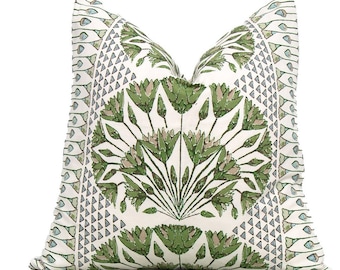 Anna French Cairo Green and White Decorative Pillow Cover 18x18, 20x20, 22x22, Euro Shams, Lumbar size, Thibaut Pillow Cover,