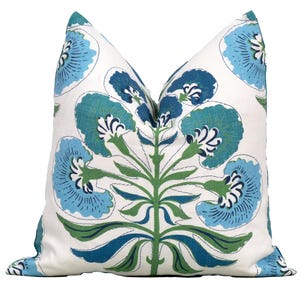 Thibaut Tybee Tree Green & Blue Decorative Pillow Cover 18x18, 20x20, 22x22, Euro Shams, Lumbar size, Thibaut Pillow Covers, Designer Pillow