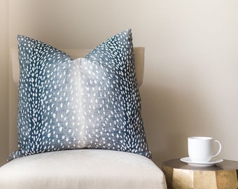 Navy Blue Antelope Pillow Cover, Square Euro Sham or Lumbar Pillow Cushion, Pillow Case, Throw Pillow Accent, Vern Yip Fawn