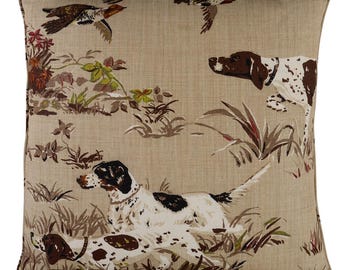 Schumacher Pointers in Tan Decorative Pillow Cover with welting, 18X8&quot; 20X20&quot;, Euro Pillow, Lumbar Pillow, Made to Order.