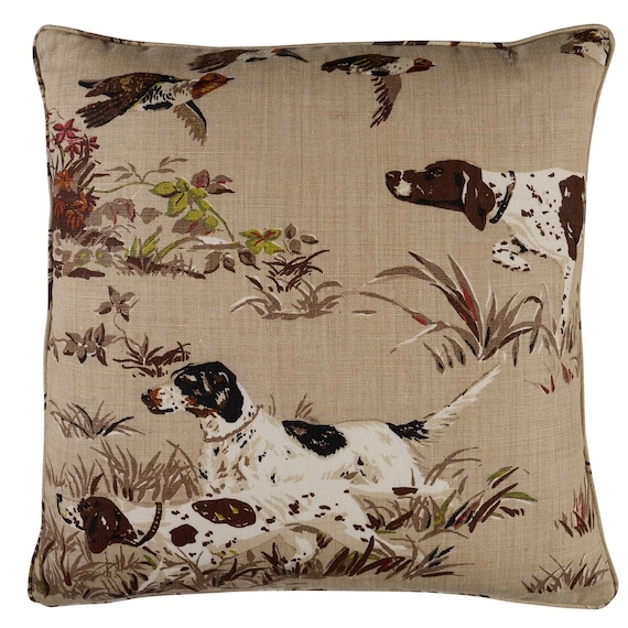 Schumacher Pointers in Tan Decorative Pillow Cover with welting, 18X8" 20X20", Euro Pillow, Lumbar Pillow, Made to Order.
