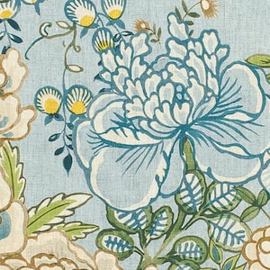 Thibaut Peony Garden Pillow Cover in Spa Blue 18x18, 20x20, 22x22, Euro Shams, Lumbar size, Thibaut Pillow Cover, Designer Pillow