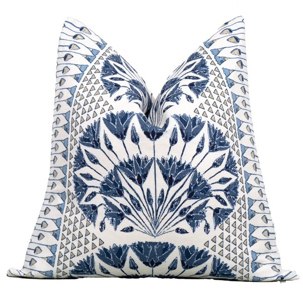 Anna French Cairo Blue and White Decorative Pillow Cover 18x18, 20x20, 22x22, Euro Shams, Lumbar size, Thibaut Pillow Cover, Designer Pillow