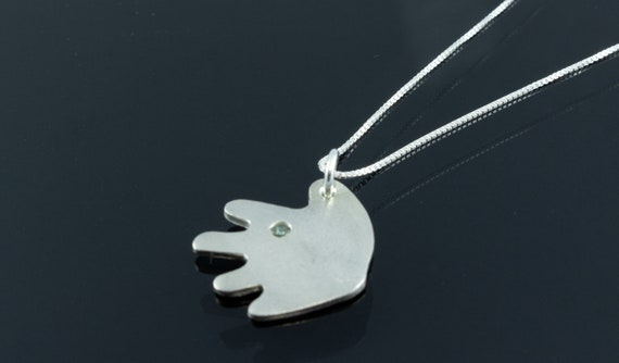 Sterling Silver Hand Pendant with Clear Stone Necklace