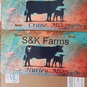 Custom farm name patina license plate