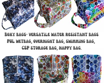 Nappy pod, Boxy wet bag, wash bag, overnight make up bag, wild swimming, csp storage, diaper bag. Large wet bag.