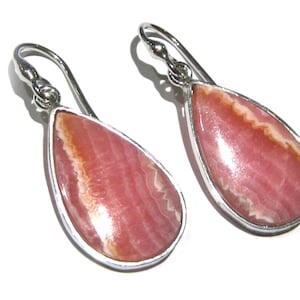 rhodochrosite  earrings silver 925%