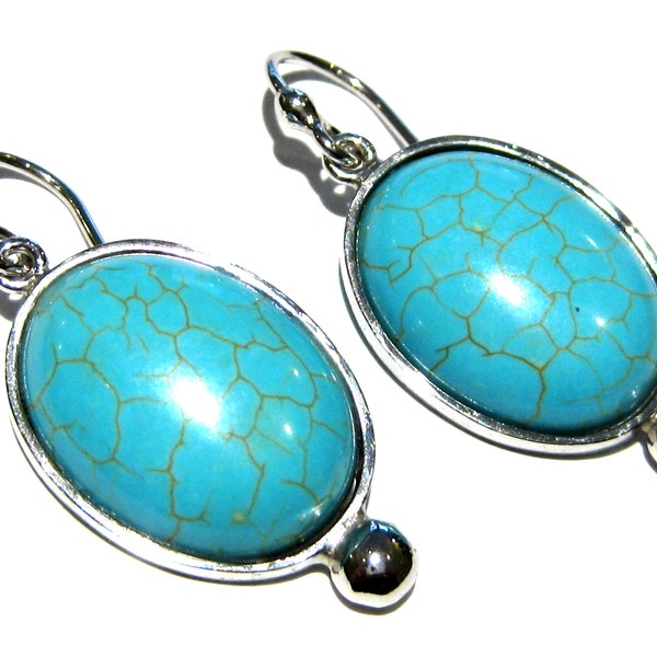 boucles d'oreilles Turquoise argent 925%