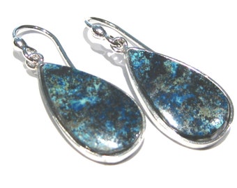 boucles d'oreilles azurite  argent 925%