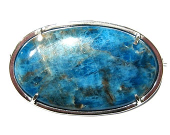 Broche apatite bleu argent 925%