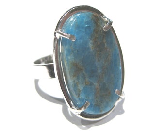 blue apatite ring silver 925%