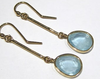 aquamarine  earrings Gold 18 k