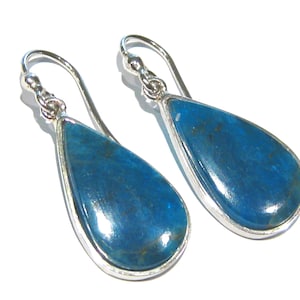 blue apatite  earrings  silver 925%