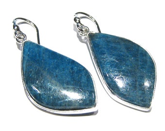 boucles d'oreilles apatite bleu argent 925%