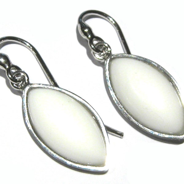 pendientes ágata  blanca plata 925%