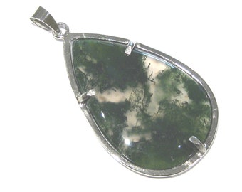 pendentif agate mousse argent 925%