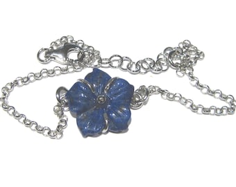 flower  Lapis lazuli bracelet  silver 925%