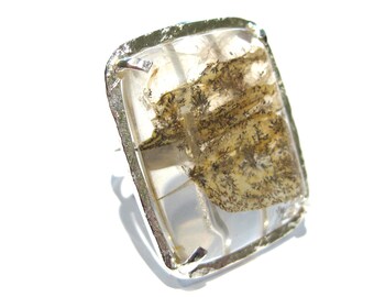 rutilated quartz ring silver 925%