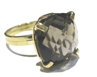 Smoky Quartz ring Gold 18 k