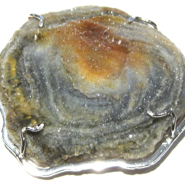Broche agate argent 925% mexican druzy agate