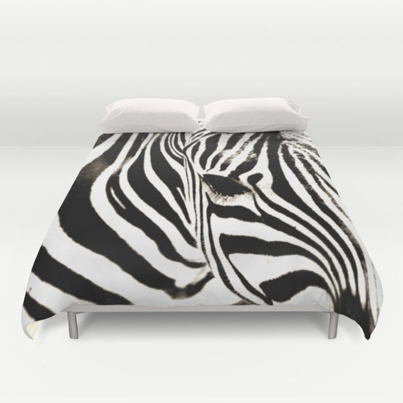 Zebra Duvet Cover Bedding Black And White Decor Queen Comforter King Size Man Cave