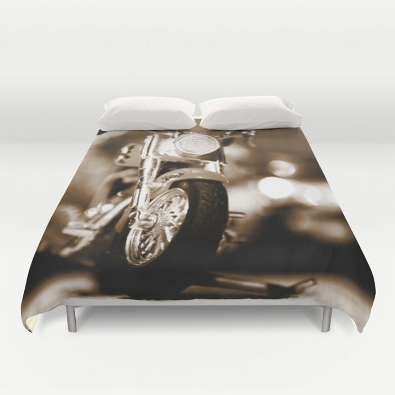 Motorcycle Bedding Brown Duvet Cover Biker Gifts Biker Etsy