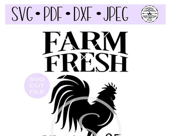 Farm Fresh Eggs Rooster Chicken SVG digital cut file for htv-vinyl-decal-diy-plotter-vinyl cutter-craft cutter- SVG - DXF & Jpeg formats.