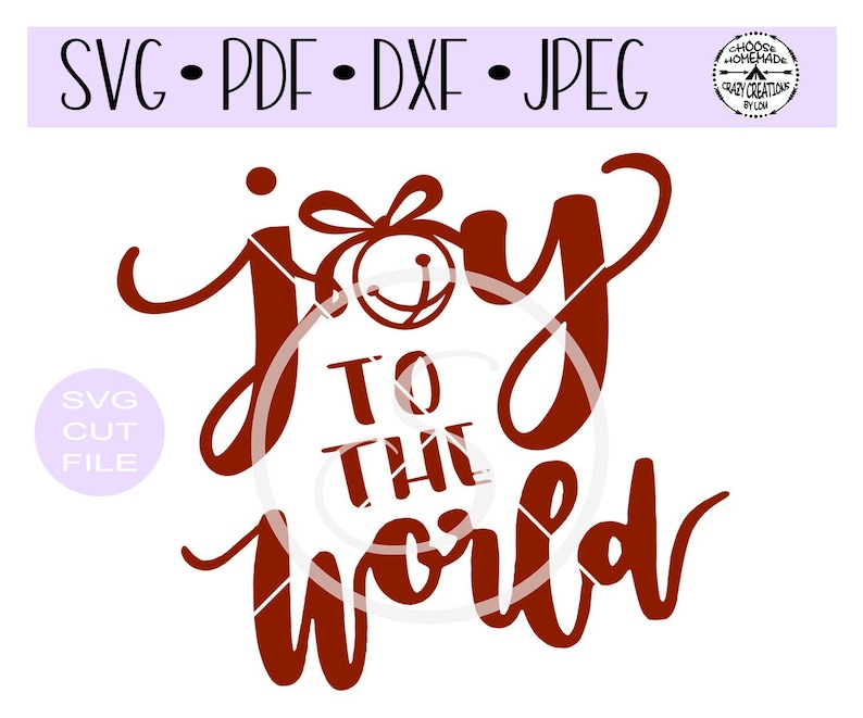 Joy to the World Jingle Bell Digital Cut File for Etsy