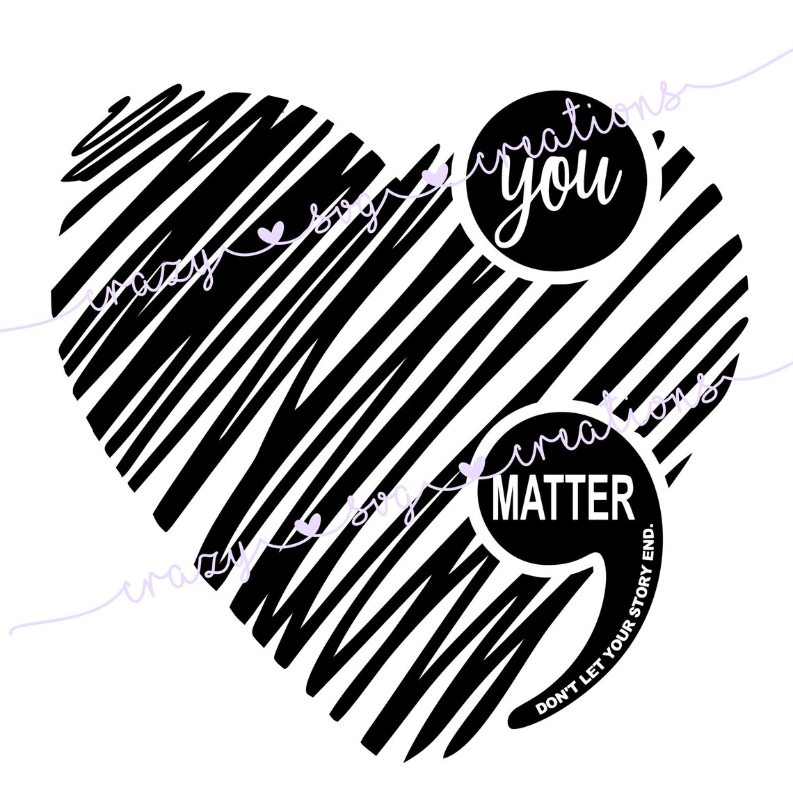 You Matter Semi Colon Heart SVG Digital Cut File for Etsy