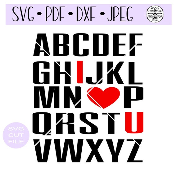 Abc I Love You Svg Digital Cut File For Htv Vinyl Decal Diy Plotter Vinyl Cutter Craft Cutter Dxf Jpeg Formats - 