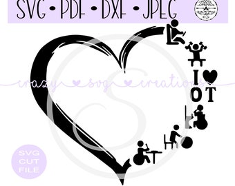 Occupational Therapy Distressed Heart SVG | OT | Physical Therapist | Digital Cut File | HTV Cut File | png | Jpeg | Dxf | Pdf