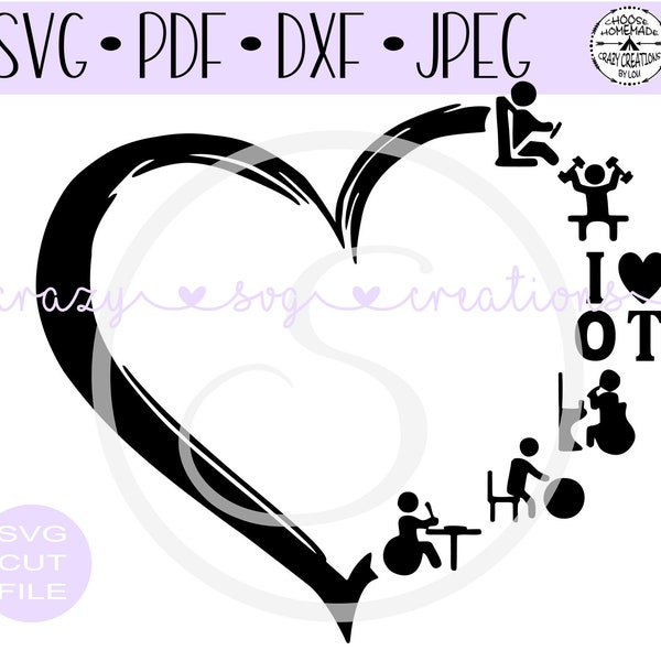 Occupational Therapy Distressed Heart SVG | OT | Physical Therapist | Digital Cut File | HTV Cut File | png | Jpeg | Dxf | Pdf