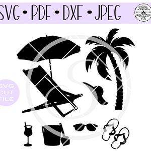 Strand Artikel SVG | Strand Verschiedenes ClipArt SVG | Digitale ausgeschnittene Datei | Htv geschnitten Datei | Vinyl Schablone geschnitten Datei | PNG | Jpeg | Dxf | Pdf