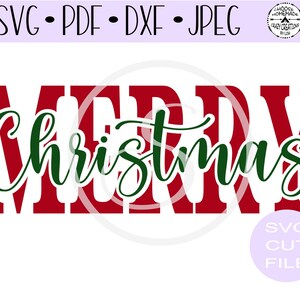 Merry Christmas Knockout SVG | Digital Cut File | HTV Cut File | Vinyl Decal Cut File | Vinyl Stencil Cut File | PNG | Jpeg | Dxf | Pdf