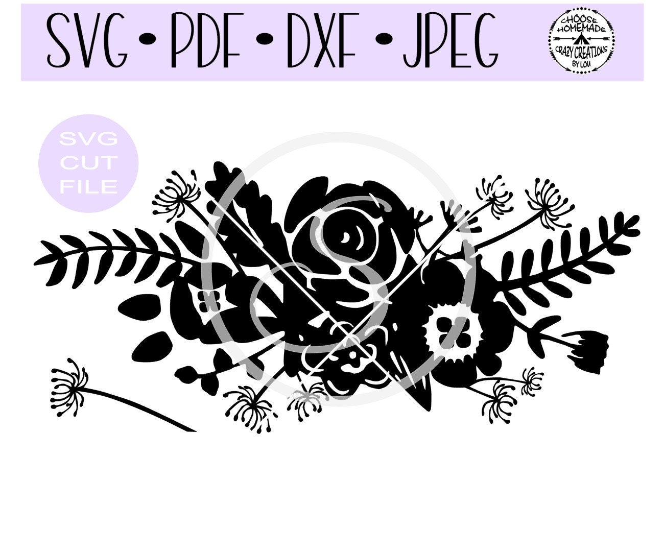 Download Floral Bouquet Flourish Silhouette SVG digital cut file for | Etsy