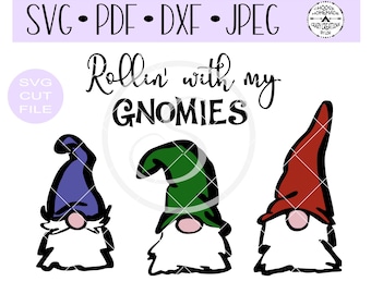 Rollin' With My Gnomies SVG | Gnomes | Digital Cut File | HTV Cut File | Vinyl Stencil Cut File | PNG | Jpeg | Dxf | Pdf