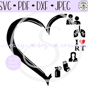 Respiratory Therapist Distressed Heart SVG | I Love RT | Digital Cut File | Htv Cut File | Vinyl Stencil Cut File | PNG | Jpeg | Dxf Pdf