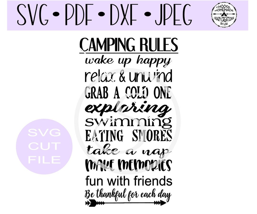 Camping Rules SVG Digital Cut File for Etsy