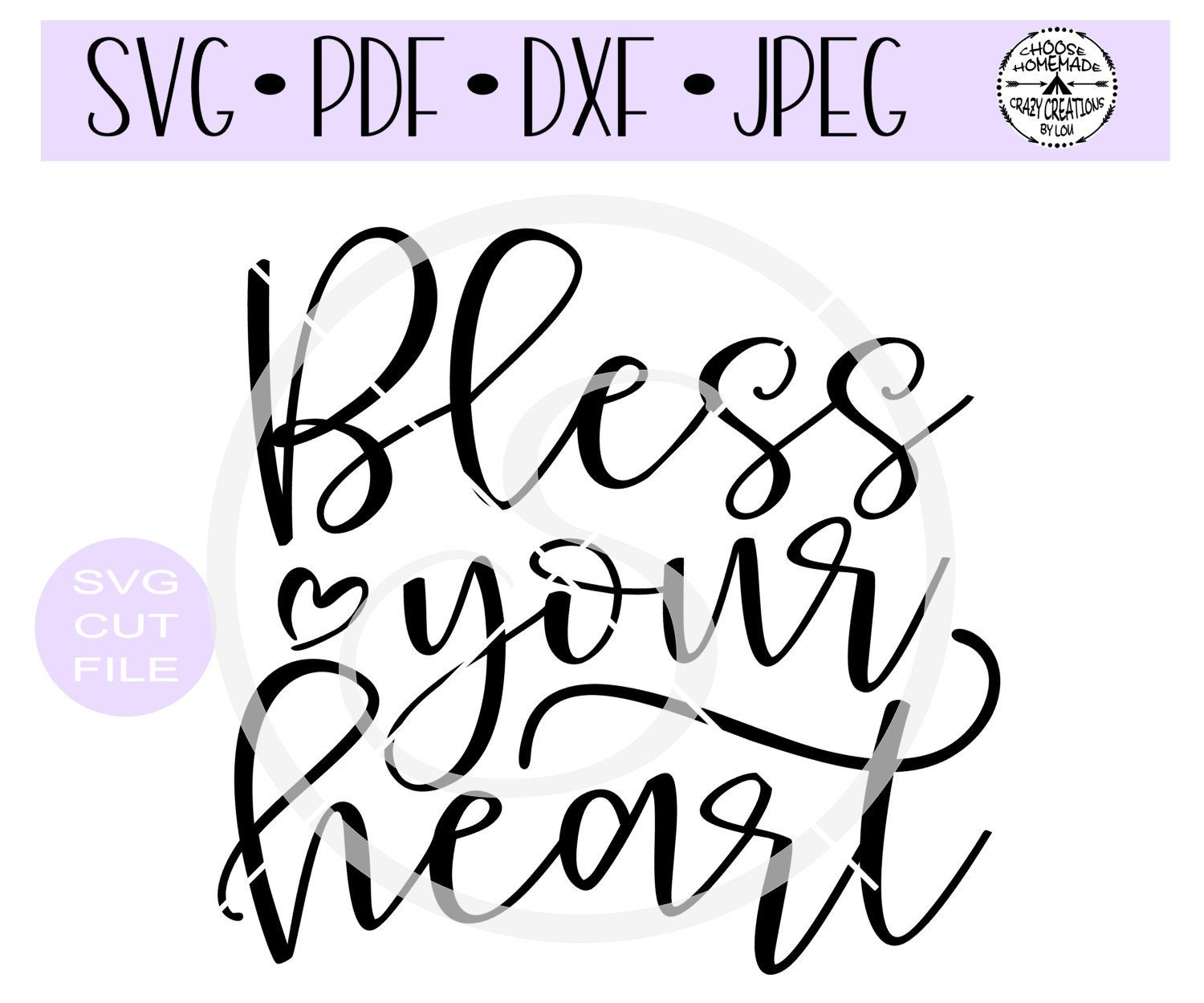Bless your heart SVG digital cut file for | Etsy