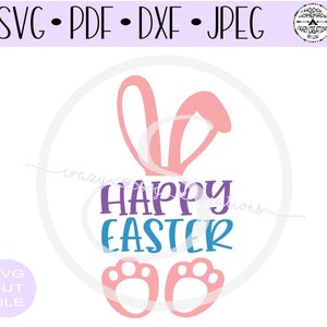 Joyeux lapin de Pâques SVG (fr) Fichier de coupe numérique (digital Cut File) Lapin de Pâques (en anglais) Fichier de coupe de HTV (fr) Vinyl Stencil Cut File (fr) PNG - France Jpeg - France Dxf - France Pdf