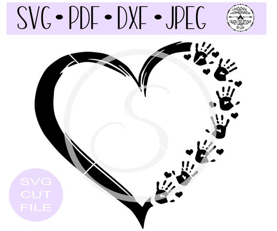 Download Baby Hand Prints Distressed Heart Svg Digital Cut File Etsy
